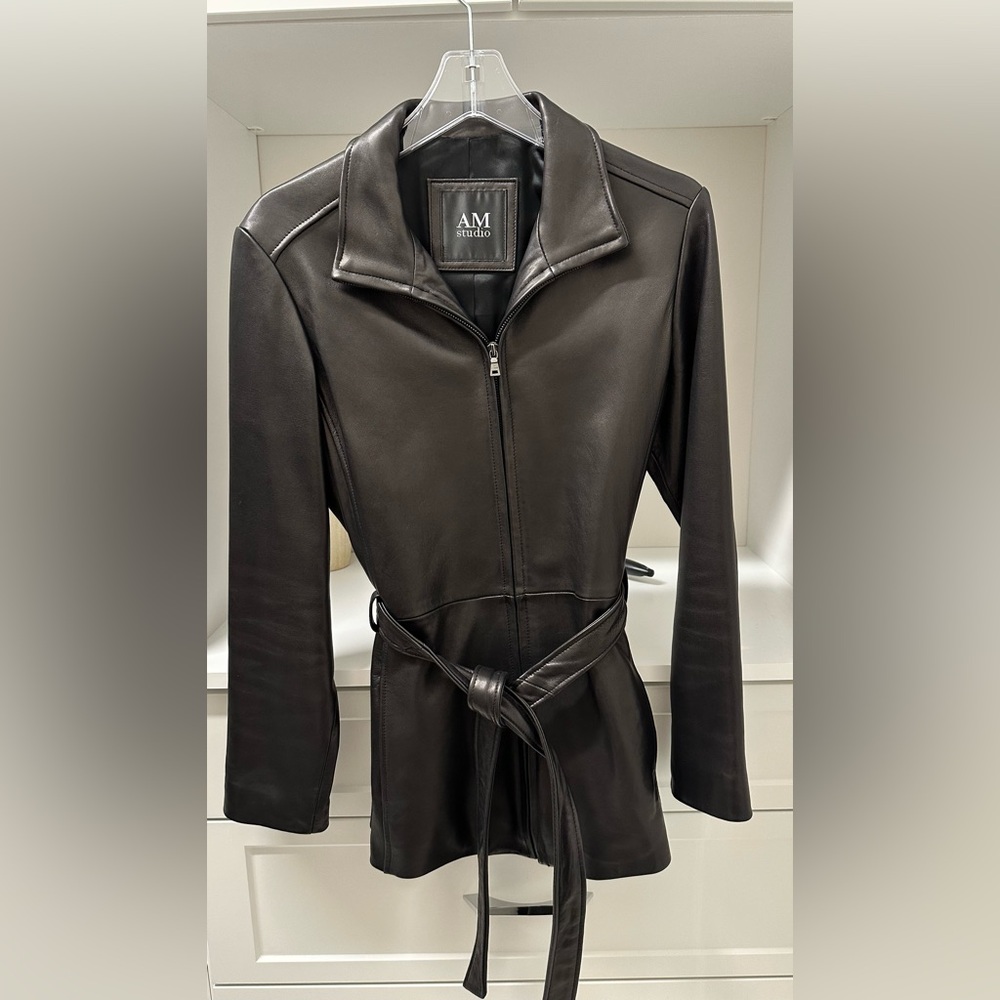 A.M.STUDIO Women's Black Leather Jacket